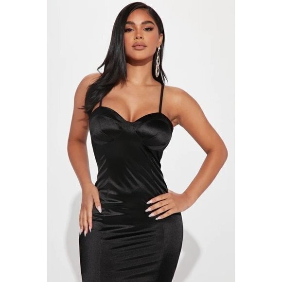 Talisa Bodycon Sweetheart Neckline Mini Dress - Black Size Large‎ RefFNB - Picture 1 of 9
